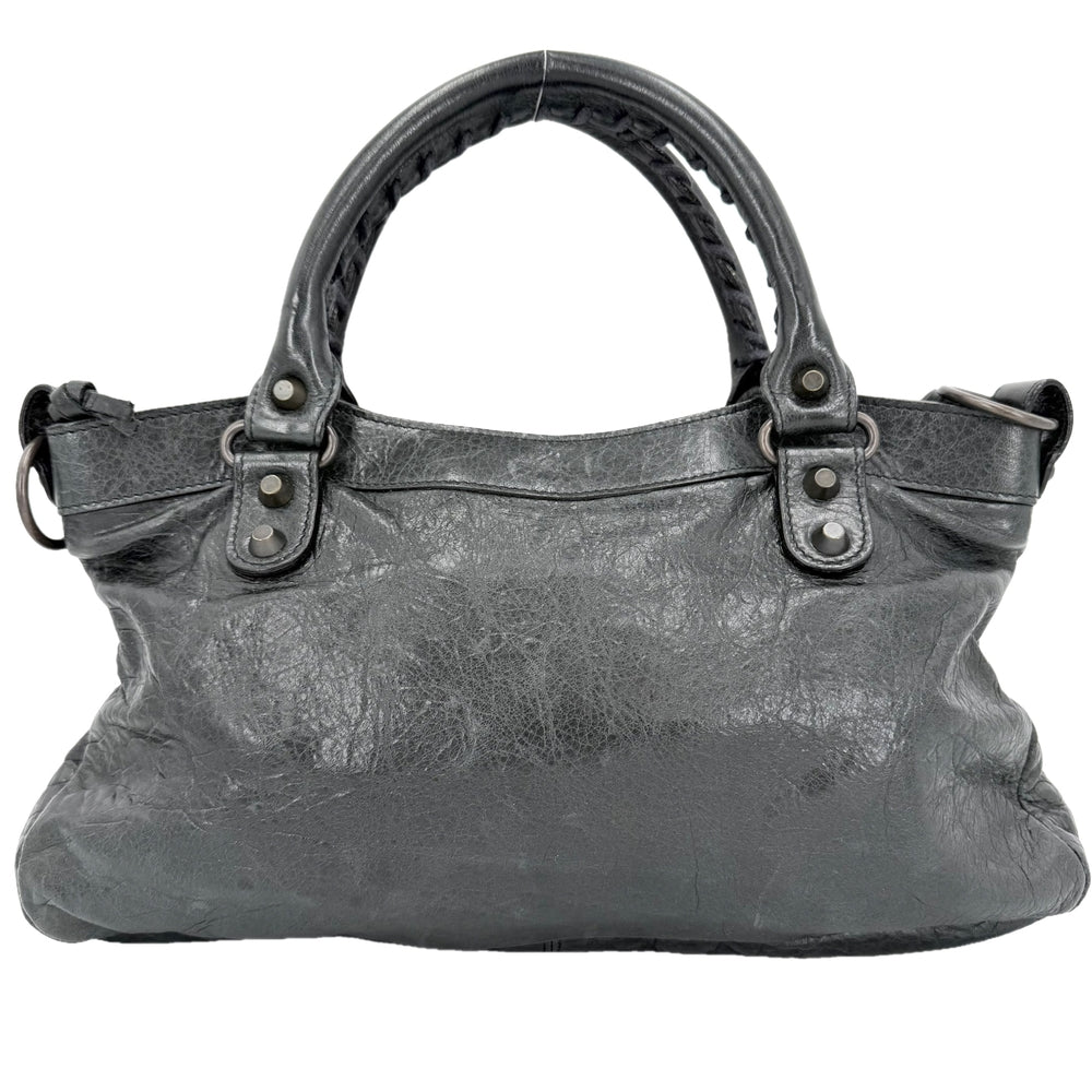 BALENCIAGA バレンシアガ 2WAY ザファースト ハンドバッグ ショルダーバッグ 103208 レザー ブラック 黒 アンティークゴールド金具 レディース【中古品】