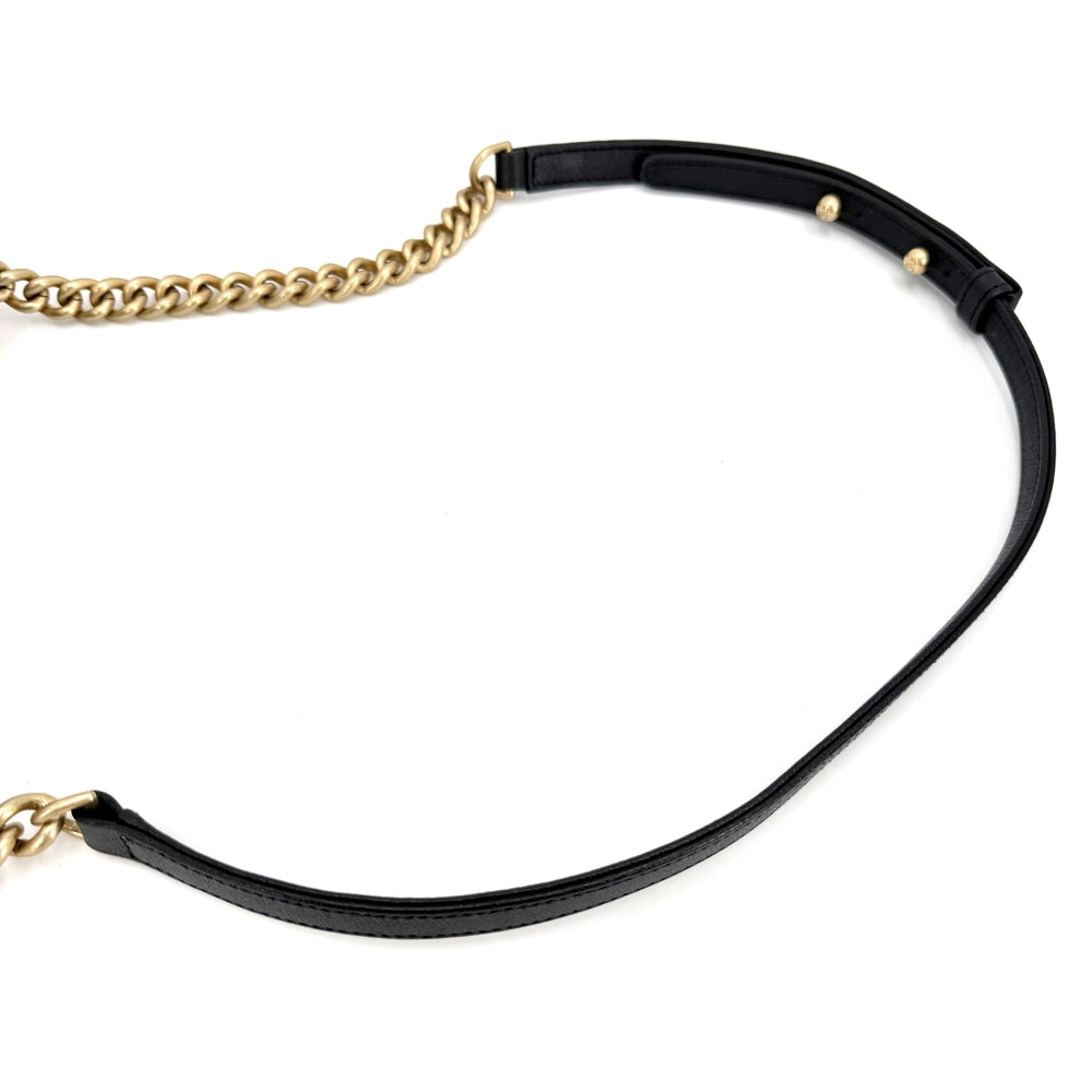 CHANEL シャネル ショルダーバッグ マトラッセ ハーフムーン ポシェット ココマーク ボーイシャネル キャビアスキン ブラック 黒 アンティークゴールド金具 レディース【中古品】