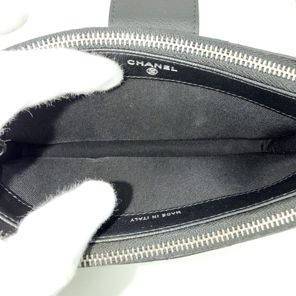 CHANEL シャネル チェーンウォレット マトラッセ ココマーク ショルダーバッグ 長財布 キャビアスキン ブラック 黒 シルバー金具 レディース【中古品】