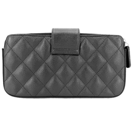 CHANEL シャネル チェーンウォレット マトラッセ ココマーク ショルダーバッグ 長財布 キャビアスキン ブラック 黒 シルバー金具 レディース【中古品】