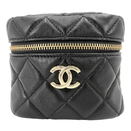 CHANEL シャネル ハンドバッグ マトラッセ ミニバッグ ポーチ ココマーク ラムスキン ブラック 黒 ゴールド金具 レディース【中古品】