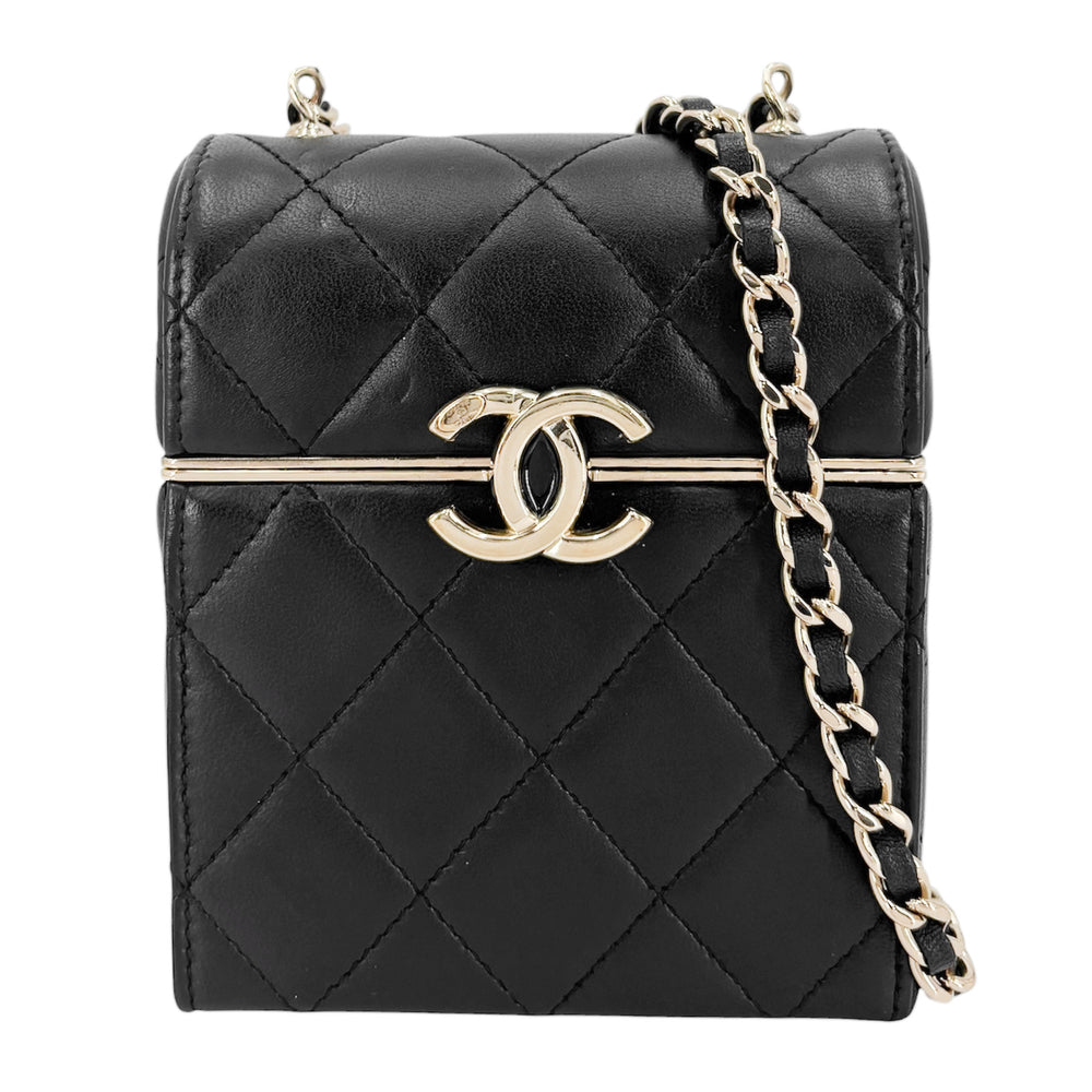 CHANEL シャネル ショルダーバッグ マトラッセ ココマーク ミニバッグ ラムスキン ブラック 黒 ゴールド金具 レディース【中古品】