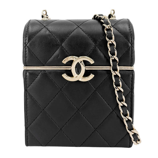 CHANEL シャネル ショルダーバッグ マトラッセ ココマーク ミニバッグ ラムスキン ブラック 黒 ゴールド金具 レディース【中古品】
