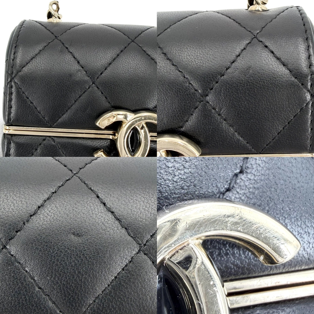 CHANEL シャネル ショルダーバッグ マトラッセ ココマーク ミニバッグ ラムスキン ブラック 黒 ゴールド金具 レディース【中古品】