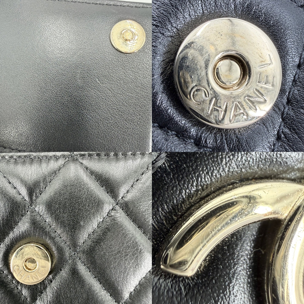CHANEL シャネル チェーンウォレット マトラッセ ココマーク ショルダーバッグ ミニバッグ レザー フェイクパール ブラック 黒 ゴールド金具 レディース【中古品】