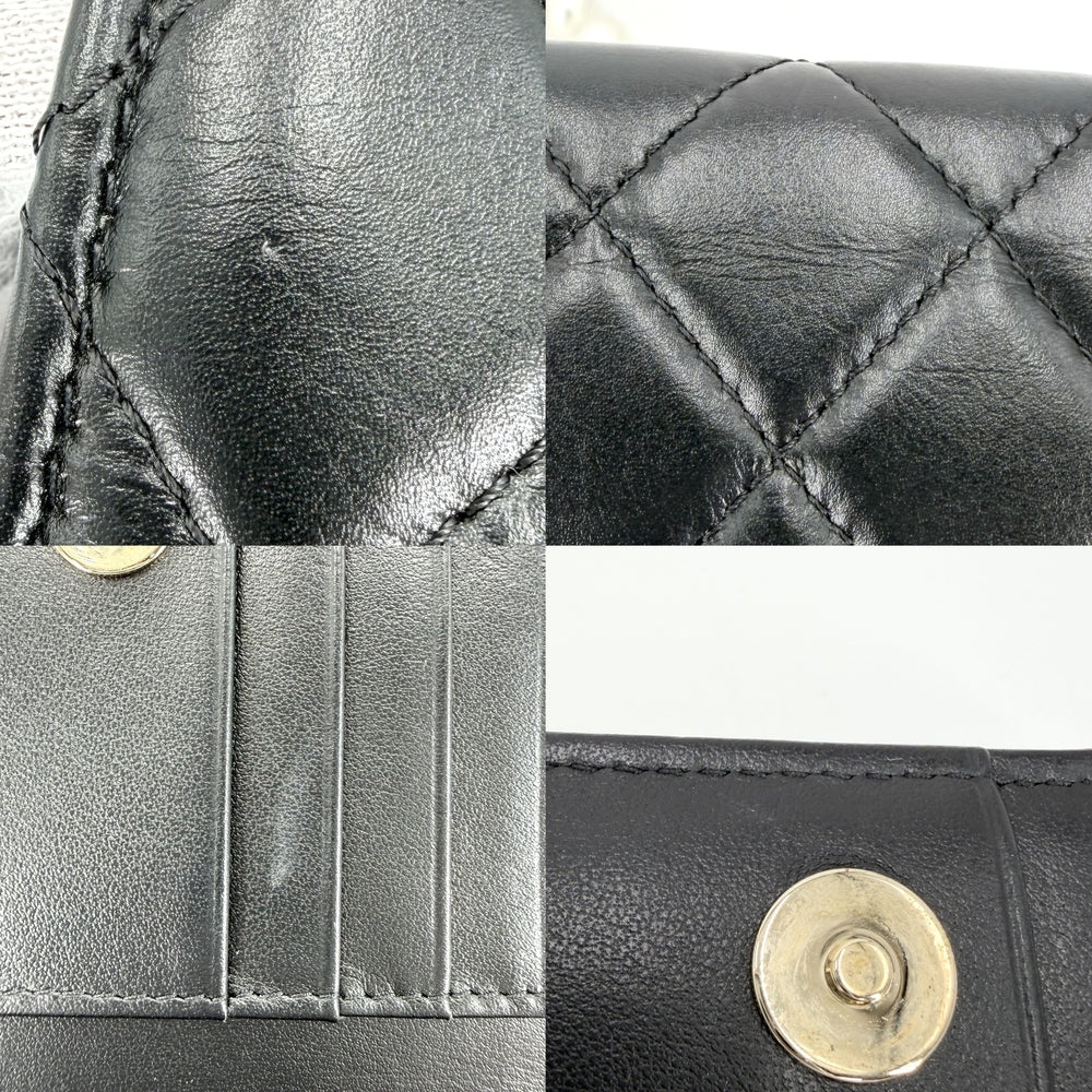 CHANEL シャネル チェーンウォレット マトラッセ ココマーク ショルダーバッグ ミニバッグ レザー フェイクパール ブラック 黒 ゴールド金具 レディース【中古品】