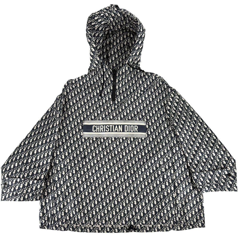 【秋物特集】 Christian Dior クリスチャンディオール アウター オブリーク プルオーバー アノラック アパレル 服 XS ネイビー 紺 ベージュ ブラック金具 春 秋 ポリエステル レディース【中古品】