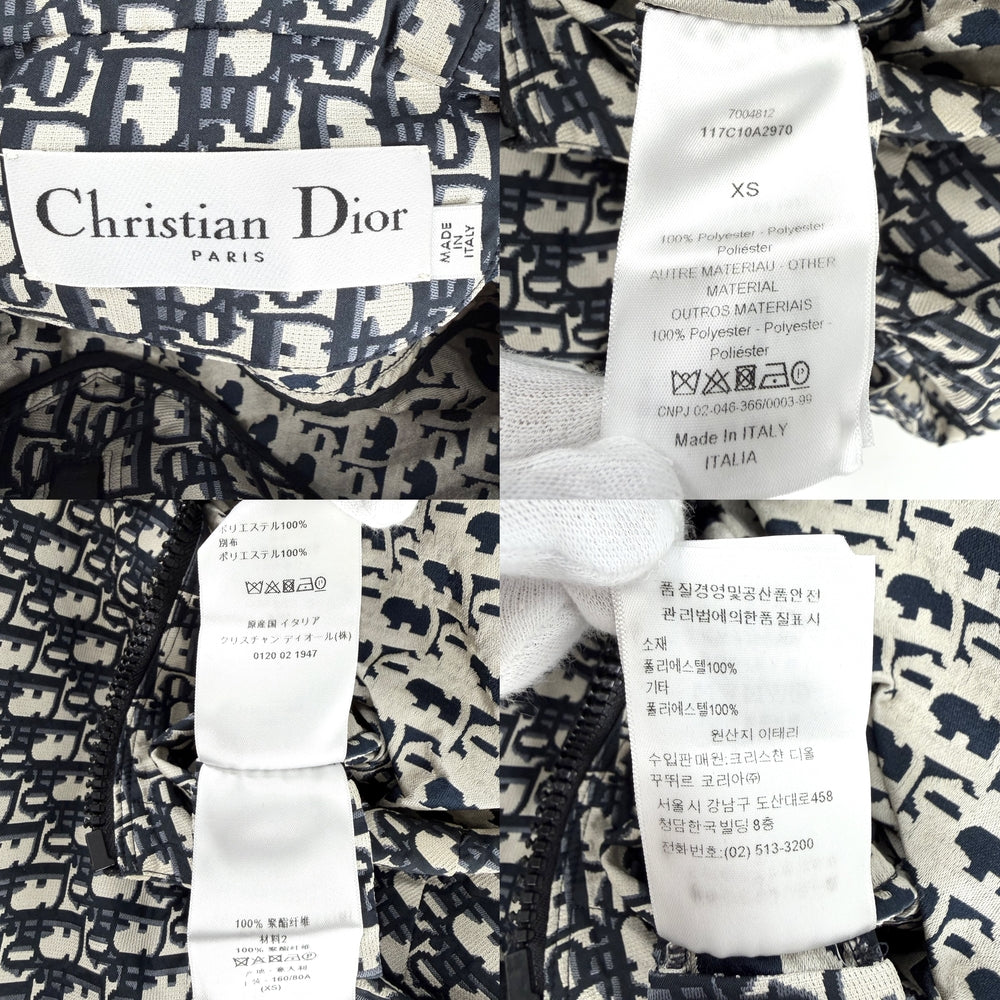【秋物特集】 Christian Dior クリスチャンディオール アウター オブリーク プルオーバー アノラック アパレル 服 XS ネイビー 紺 ベージュ ブラック金具 春 秋 ポリエステル レディース【中古品】