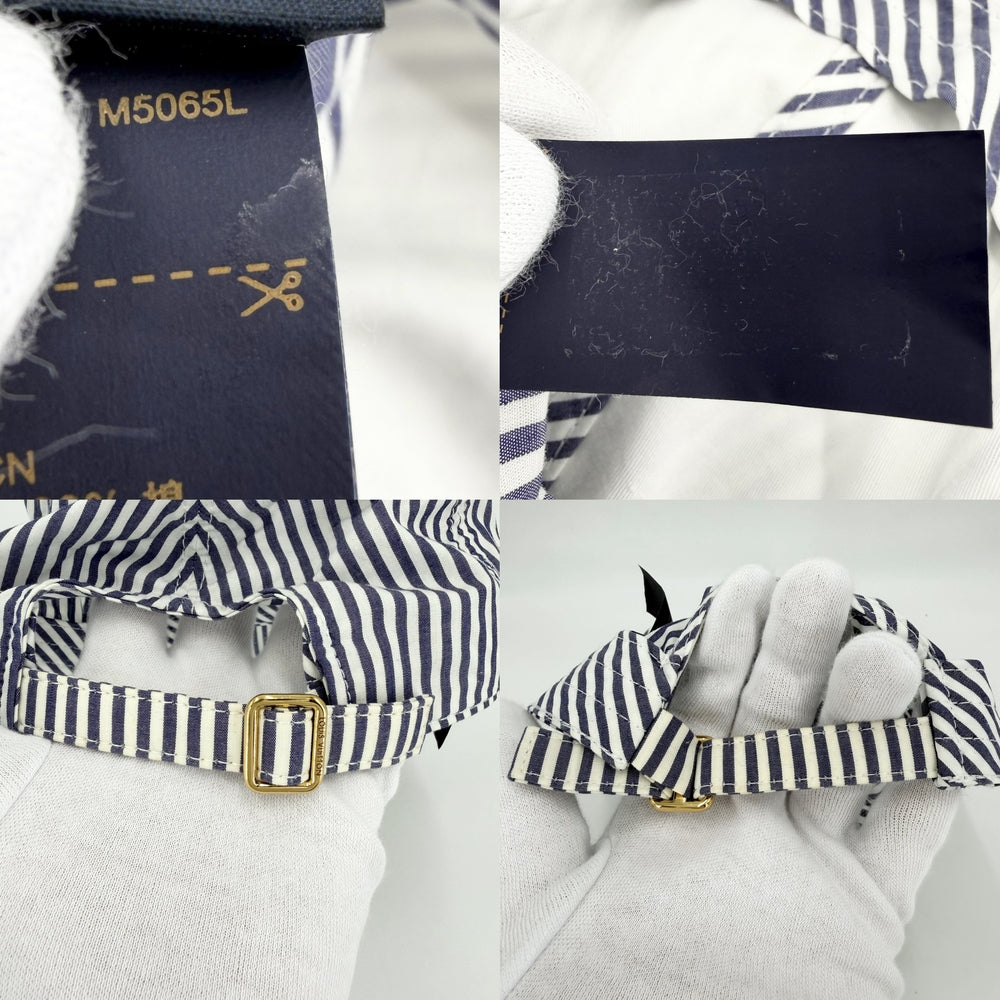 LOUIS VUITTON ルイヴィトン 帽子 キャップ・LVリーグ ベースボールキャップ Lサイズ ストライプ M5065L コットン ネイビー 紺 シルバー金具 メンズ【中古品】