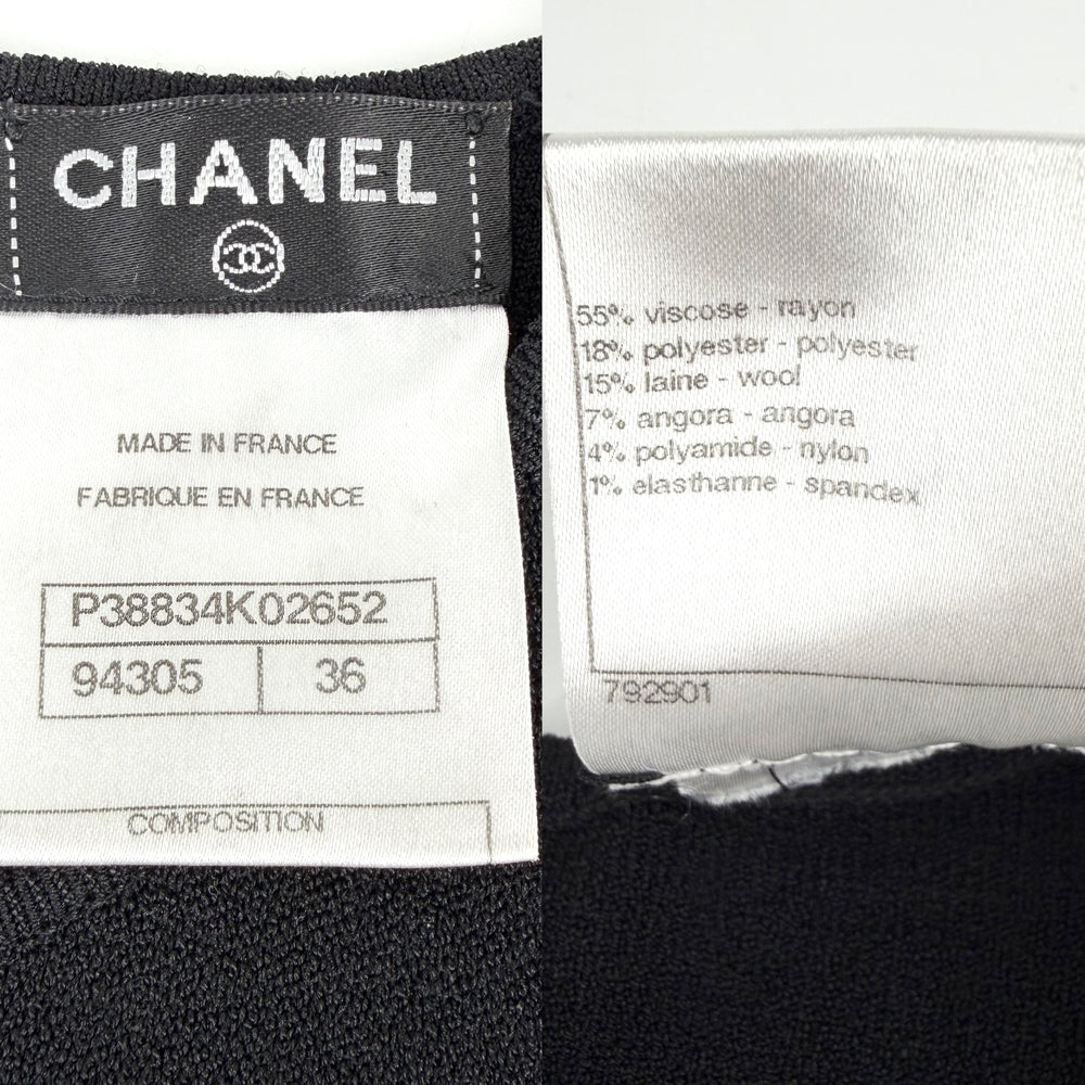 CHANEL シャネル ワンピース フリル フレンチスリーブワンピース アパレル 服 36 ブラック 黒 春 夏 レディース【中古品】
