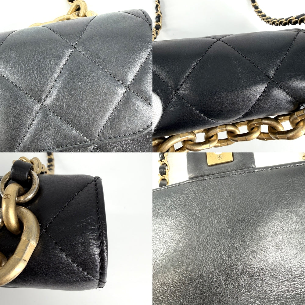 CHANEL シャネル 2WAY マトラッセ ハンドバッグ チェーンショルダーバッグ ココマーク ラムスキン ブラック 黒 ゴールド金具 レディース【中古品】