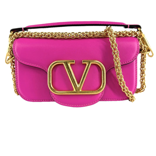Valentino Garavani ヴァレンティノ・ガラヴァーニ 2WAY ロコ ショルダーバッグ ミニハンドバッグ 小さめ チェーン レザー ピンク ゴールド金具 レディース【中古品】