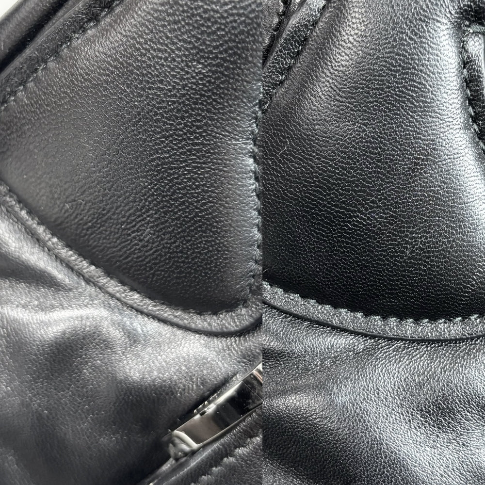 PRADA プラダ ハンドバッグ トライアングルロゴ ムーンバッグ ミニバッグ 1BA381 レザー ブラック 黒 シルバー金具 レディース【中古品】