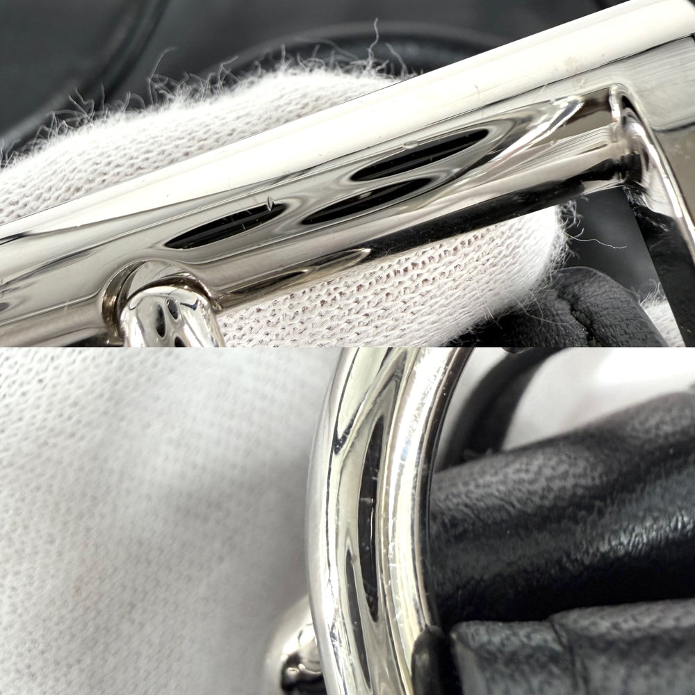PRADA プラダ ハンドバッグ トライアングルロゴ ムーンバッグ ミニバッグ 1BA381 レザー ブラック 黒 シルバー金具 レディース【中古品】