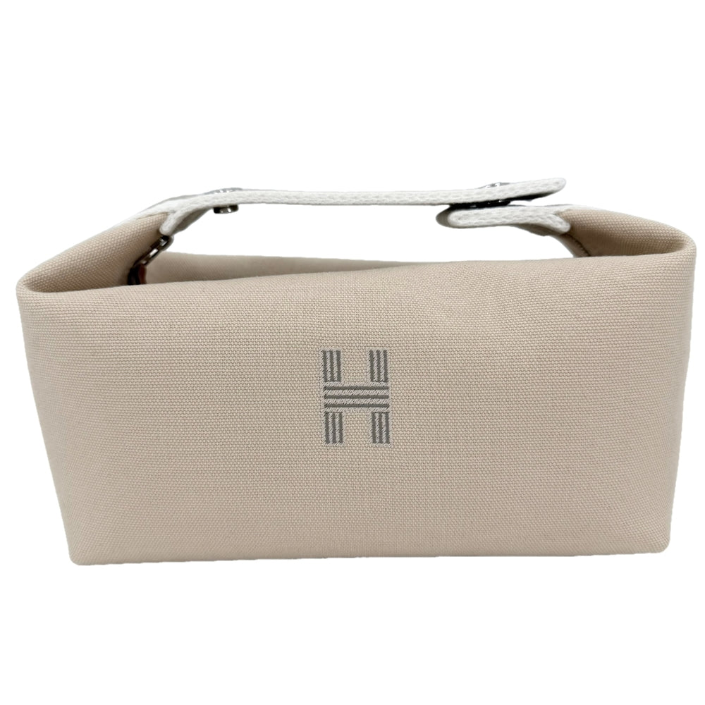 HERMES エルメス ハンドバッグ ブリッドアブラックPM ポーチ トワルアッシュ ベージュ ホワイト 白 シルバー金具 レディース【中古品】