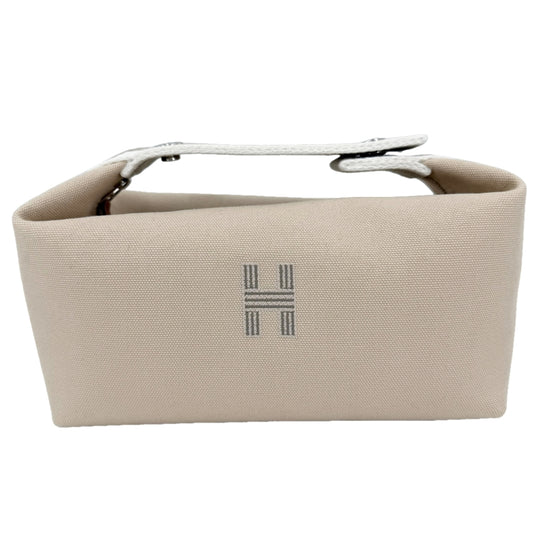 HERMES エルメス ハンドバッグ ブリッドアブラックPM ポーチ トワルアッシュ ベージュ ホワイト 白 シルバー金具 レディース【中古品】