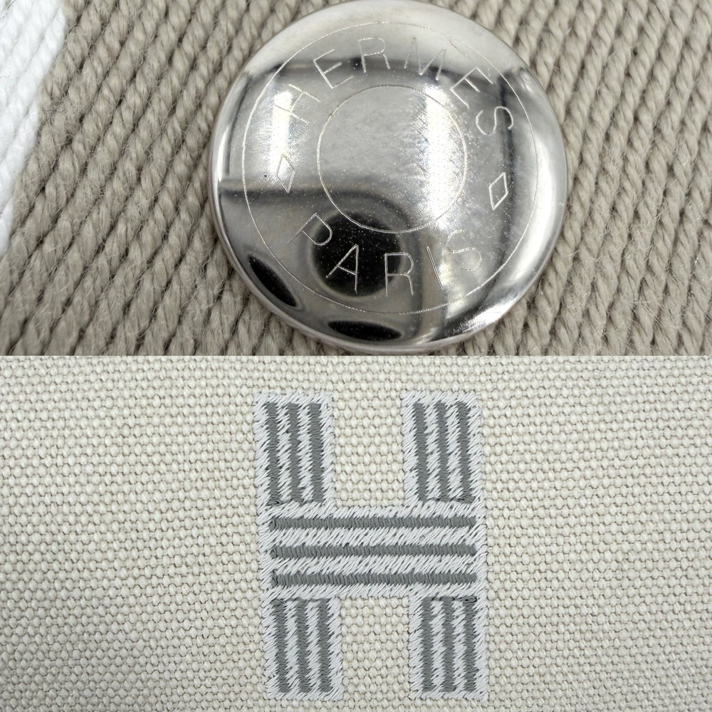 HERMES エルメス ハンドバッグ ブリッドアブラックPM ポーチ トワルアッシュ ベージュ ホワイト 白 シルバー金具 レディース【中古品】