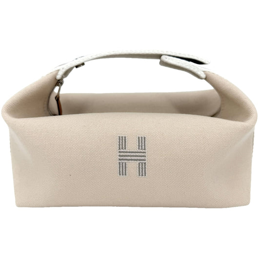 HERMES エルメス ハンドバッグ ブリッドアブラックPM ポーチ トワルアッシュ ベージュ ホワイト 白 シルバー金具 レディース【中古品】