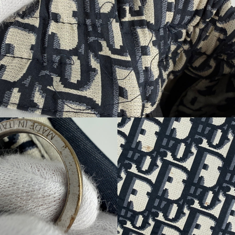 Christian Dior クリスチャンディオール パンツ オブリーク ショートパンツ ハーフパンツ アパレル ボトムス 服 34 ネイビー 紺 ベージュ シルバー金具 春 夏 ポリエステル レディース【中古品】