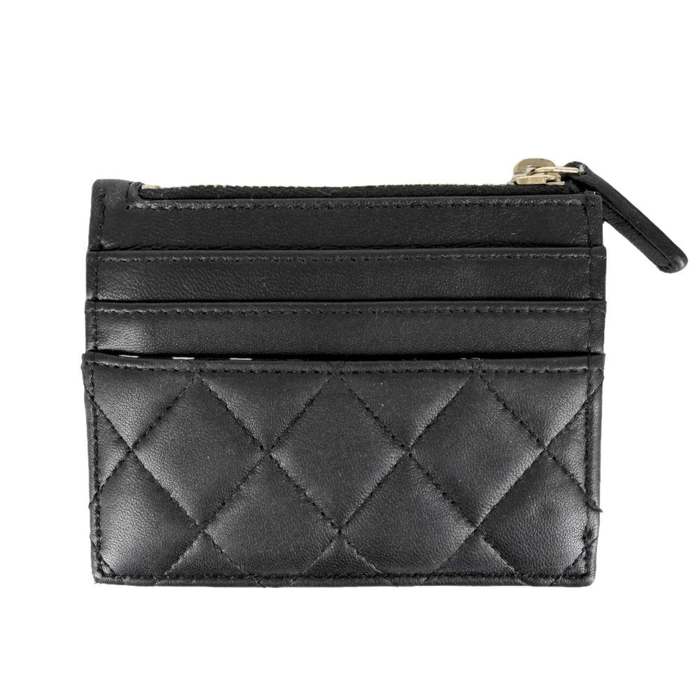 CHANEL シャネル コインケース マトラッセ ココマーク カードケース 水玉 ドット ラムスキン フェイクパール ブラック 黒 ゴールド金具 レディース【中古品】