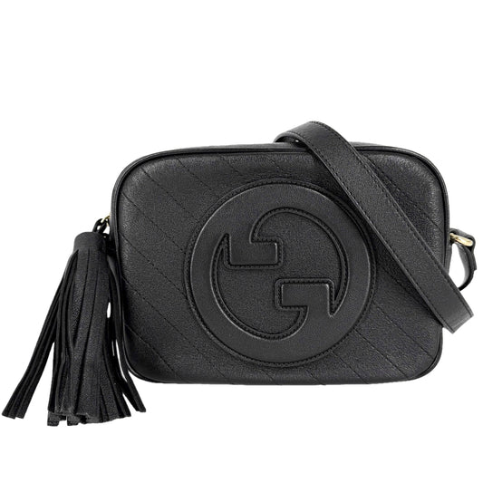 GUCCI グッチ ショルダーバッグ ブロンディ インターロッキングG 742360 レザー ブラック 黒 ゴールド金具 レディース【中古品】
