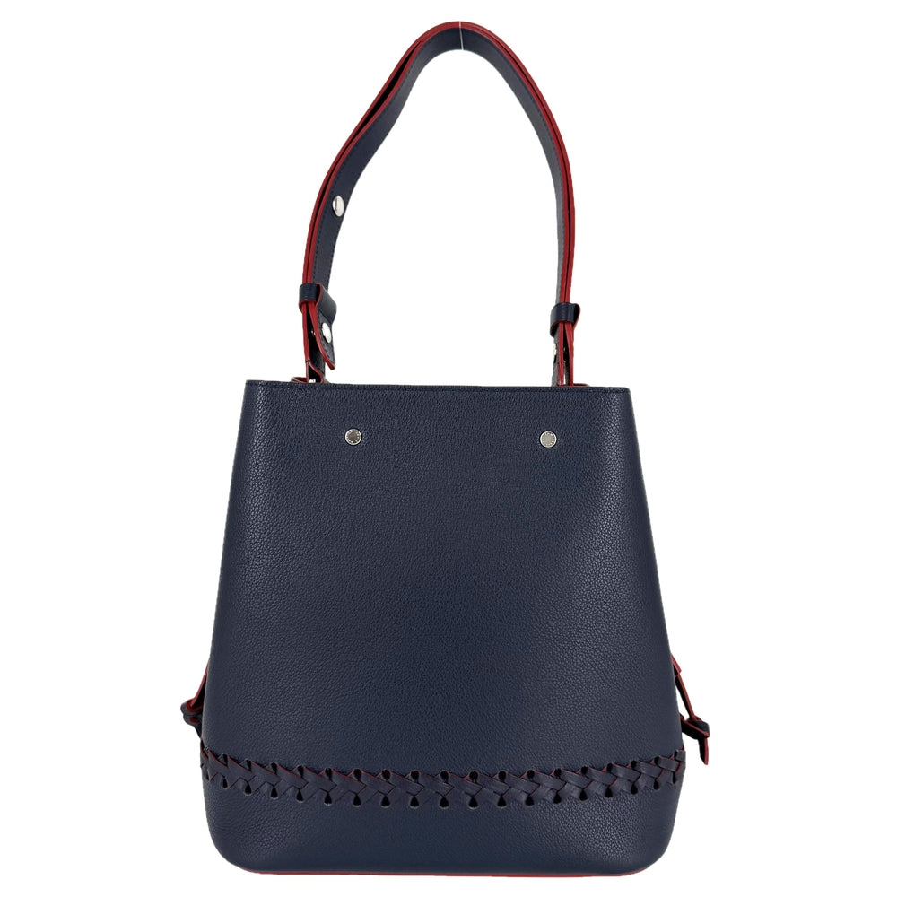 LOUIS VUITTON ルイヴィトン ショルダーバッグ ロックミーバケット M54681 レザー ネイビー 紺 レッド 赤 シルバー金具 レディース【中古品】