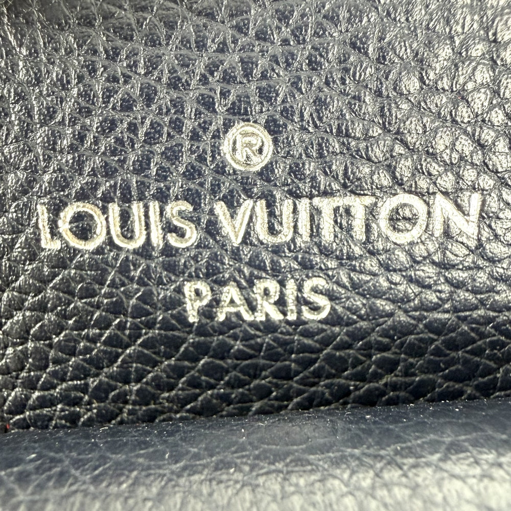 LOUIS VUITTON ルイヴィトン ショルダーバッグ ロックミーバケット M54681 レザー ネイビー 紺 レッド 赤 シルバー金具 レディース【中古品】