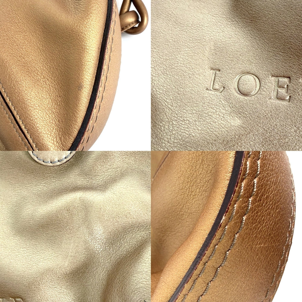 LOEWE ロエベ 2WAY フィエスタ メタリック ハンドバッグ ショルダーバッグ ブラウン レザー ブロンズ シルバー金具 レディース【中古品】