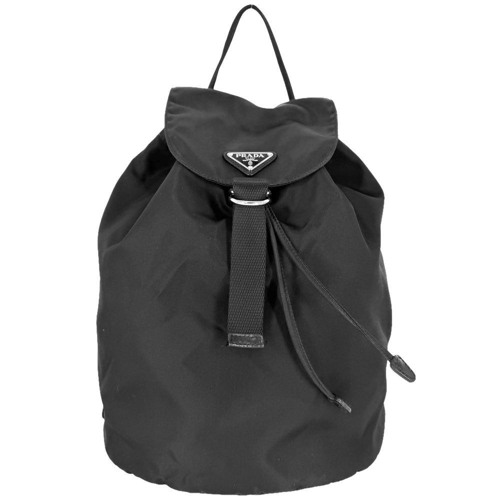 PRADA プラダ リュック トライアングルロゴ バックパック ナイロン ブラック 黒 シルバー金具 レディース【中古品】
