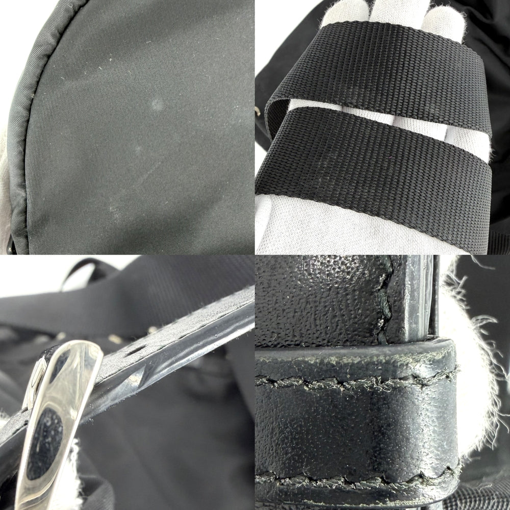 PRADA プラダ リュック トライアングルロゴ バックパック ナイロン ブラック 黒 シルバー金具 レディース【中古品】