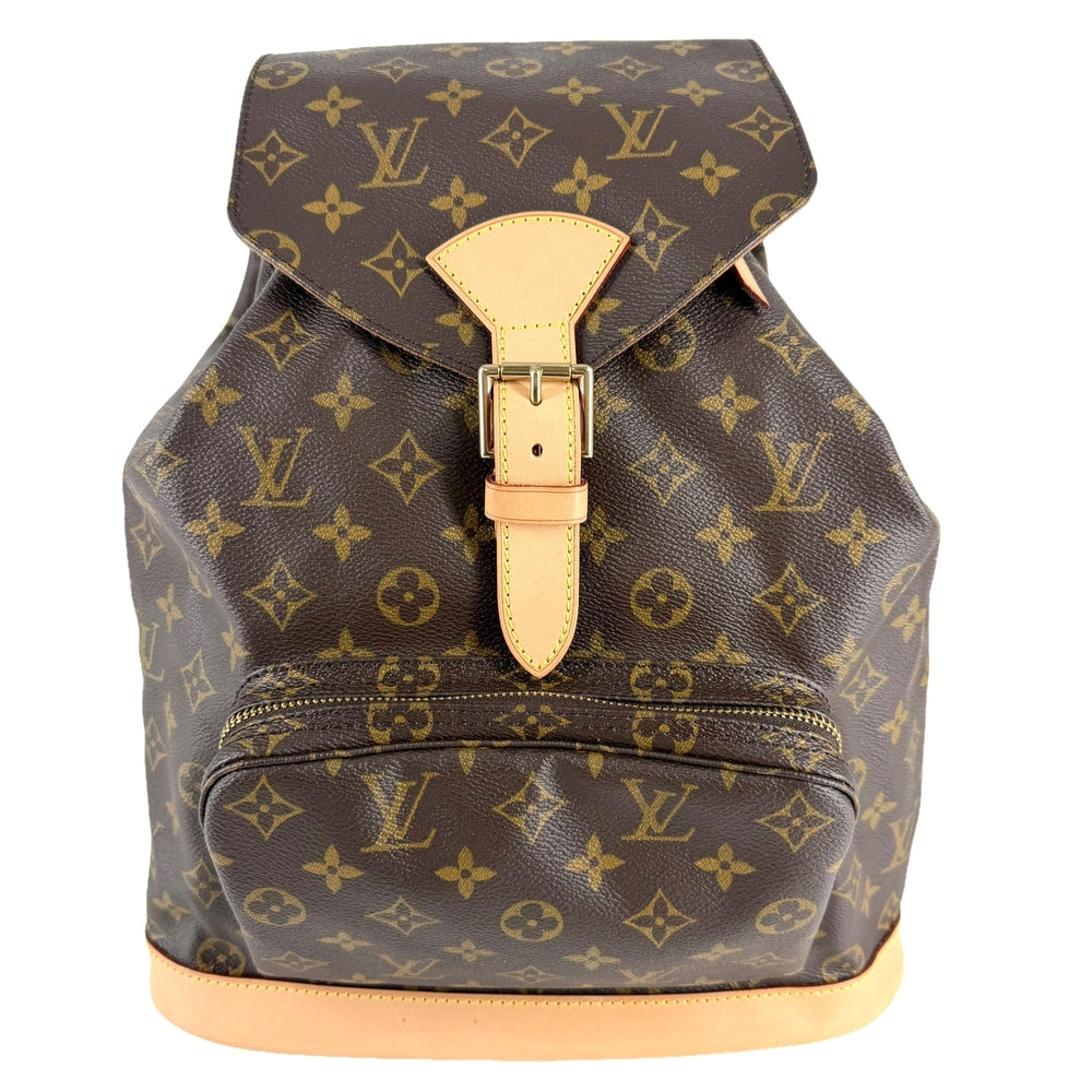 LOUIS VUITTON ルイヴィトン リュック モンスリGM バックパック M51135 モノグラムキャンバス ブラウン 茶 ゴールド金具 レディース【中古品】