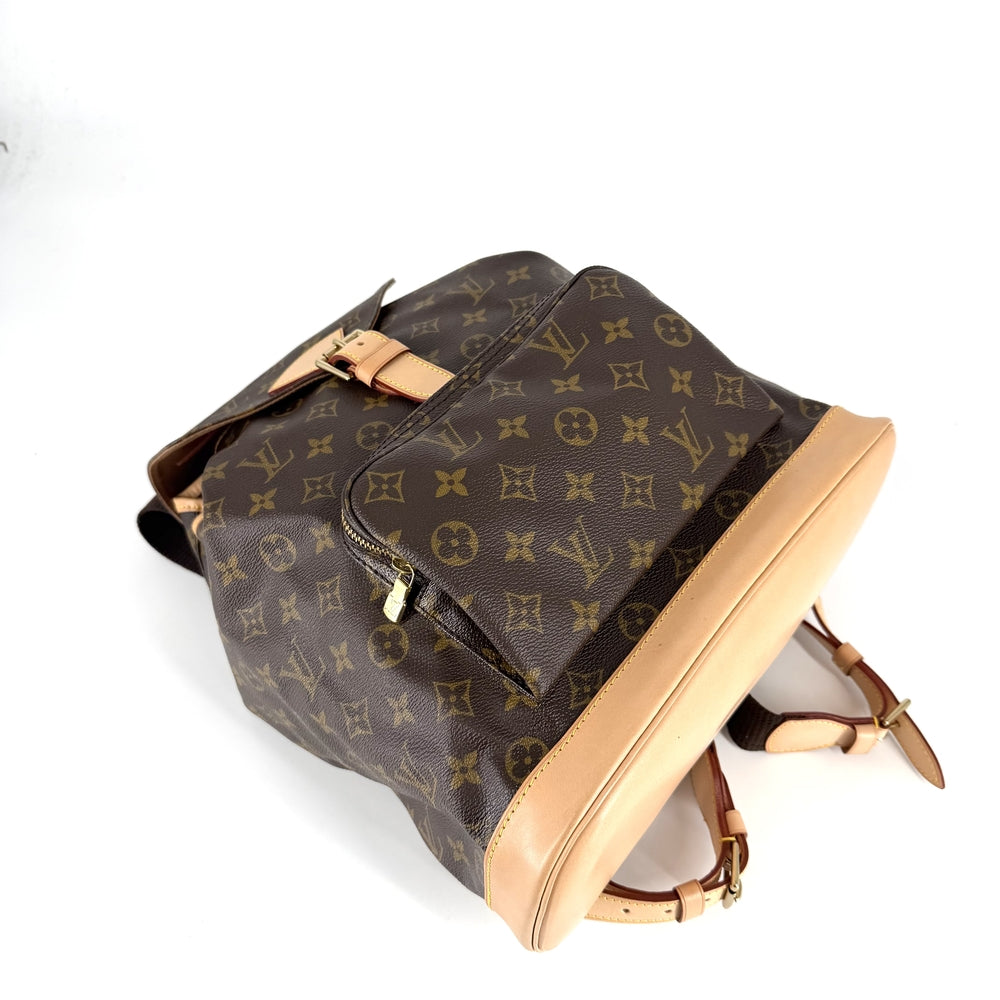 LOUIS VUITTON ルイヴィトン リュック モンスリGM バックパック M51135 モノグラムキャンバス ブラウン 茶 ゴールド金具 レディース【中古品】