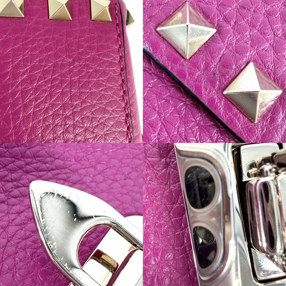 Valentino Garavani ヴァレンティノ・ガラヴァーニ ショルダーバッグ ロックスタッズ 1W2B0181VSF レザー ピンク系 ゴールド金具 レディース【中古品】