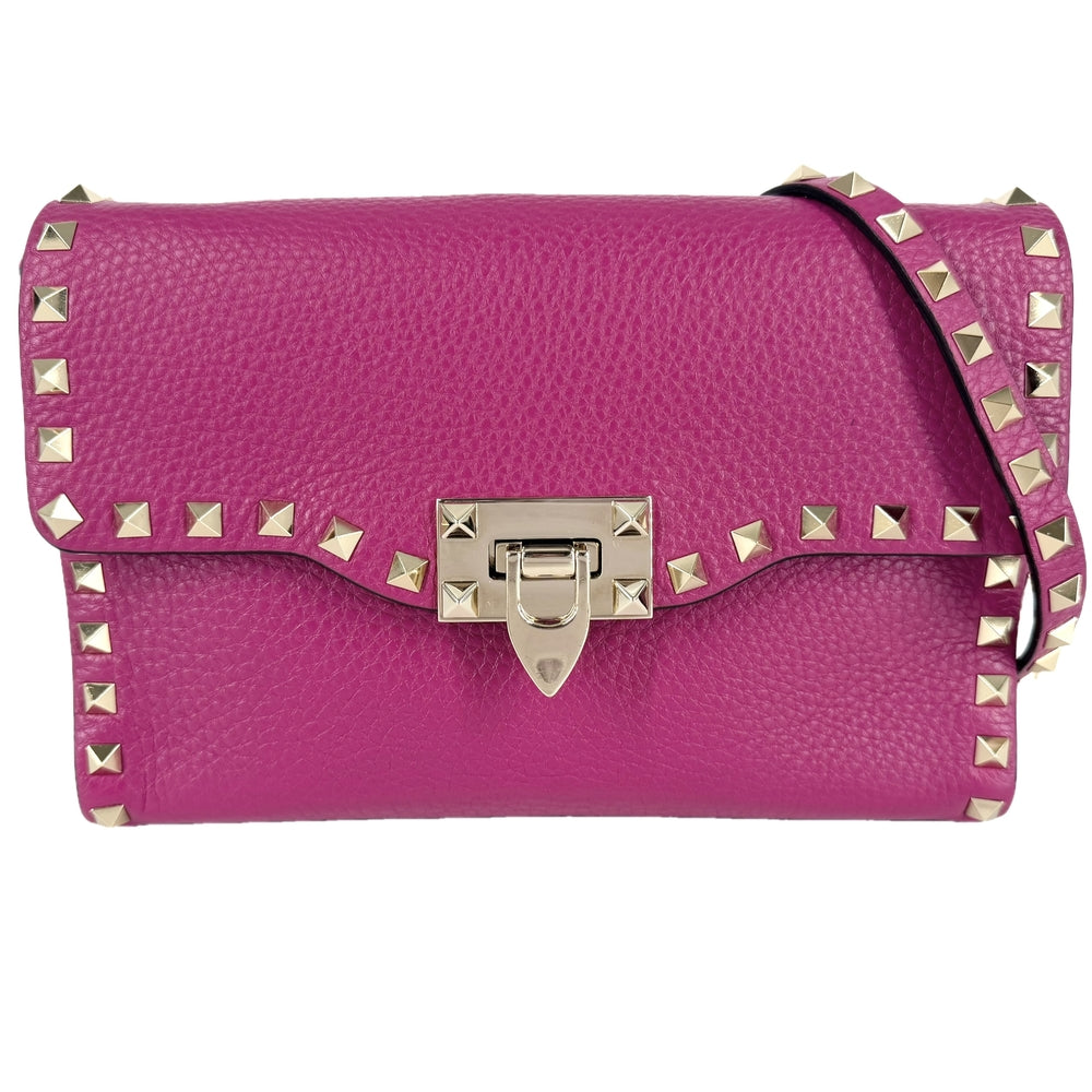 Valentino Garavani ヴァレンティノ・ガラヴァーニ ショルダーバッグ ロックスタッズ 1W2B0181VSF レザー ピンク系 ゴールド金具 レディース【中古品】