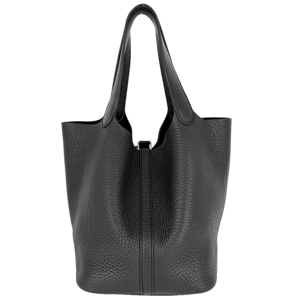 HERMES エルメス ハンドバッグ ピコタンロックMM W刻印 レザー ブラック 黒 シルバー金具 レディース 2024年【中古品】