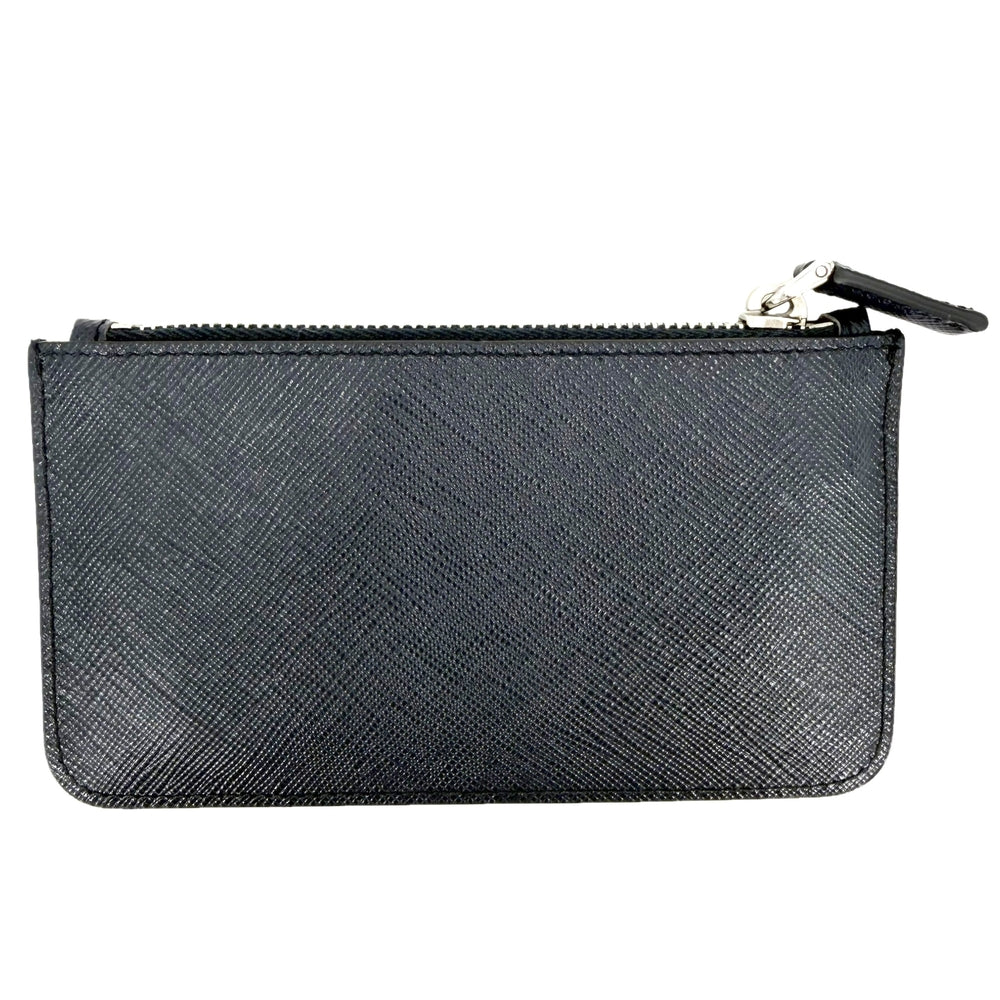 PRADA プラダ コインケース サフィアーノ トラベル 小銭入れ ミニウォレット メンズ レディース 小物 2MB343 レザー ネイビー 紺 シルバー金具 ユニセックス【中古品】