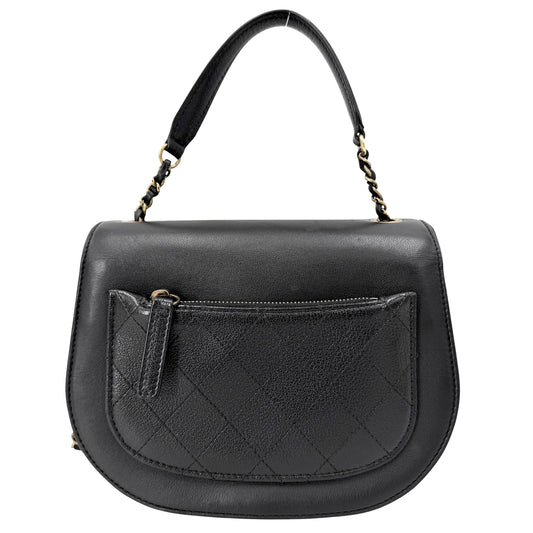 CHANEL シャネル 2WAY ココマーク ショルダーバッグ ハンドバッグ 秋 冬 レザー ブラック 黒 アンティークゴールド金具 レディース【中古品】