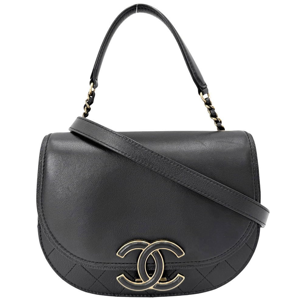 CHANEL シャネル 2WAY ココマーク ショルダーバッグ ハンドバッグ 秋 冬 レザー ブラック 黒 アンティークゴールド金具 レディース【中古品】