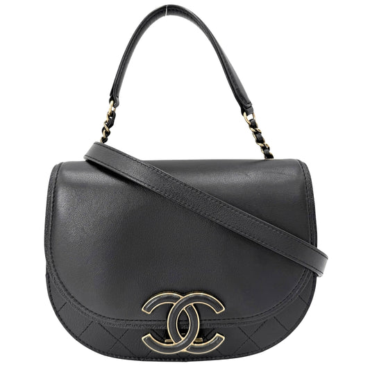 CHANEL シャネル 2WAY ココマーク ショルダーバッグ ハンドバッグ 秋 冬 レザー ブラック 黒 アンティークゴールド金具 レディース【中古品】