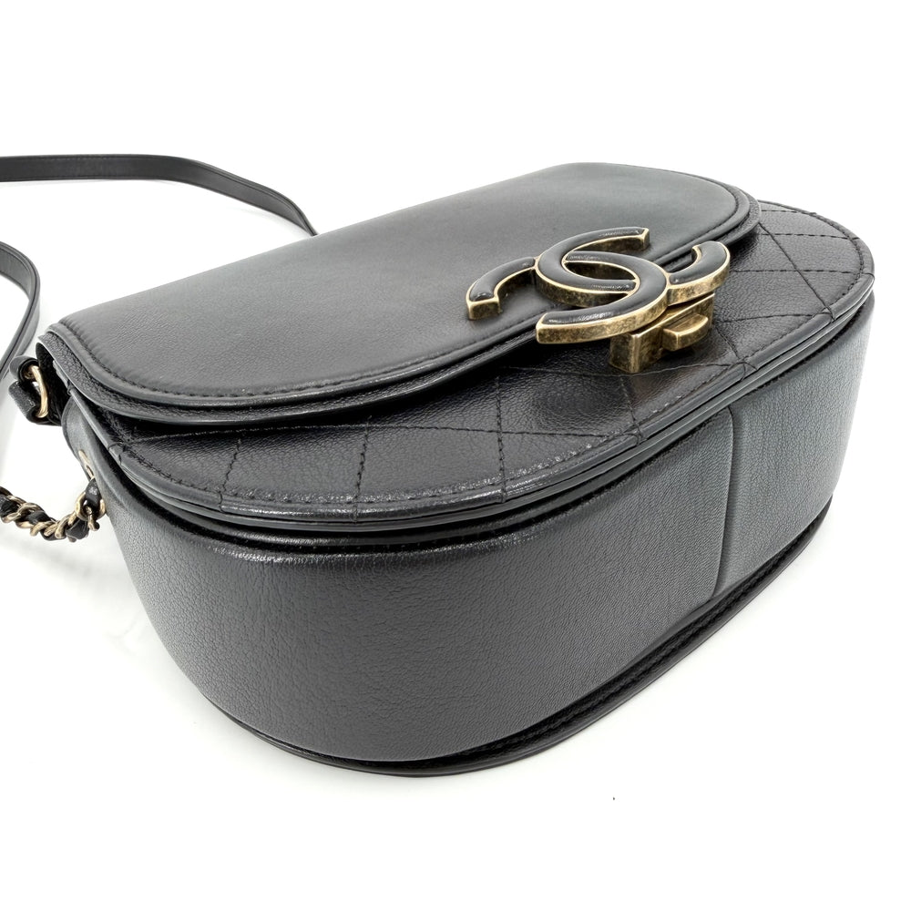 CHANEL シャネル 2WAY ココマーク ショルダーバッグ ハンドバッグ 秋 冬 レザー ブラック 黒 アンティークゴールド金具 レディース【中古品】