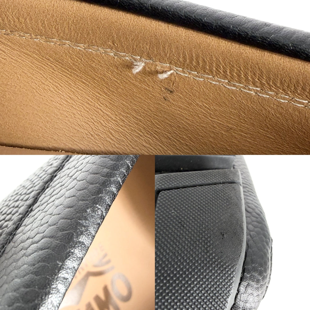 Salvatore Ferragamo サルヴァトーレフェラガモ ローファー ドライビングシューズ 靴 6サイズ 約25.5cm レザー ブラック 黒 シルバー金具 レディース【中古品】