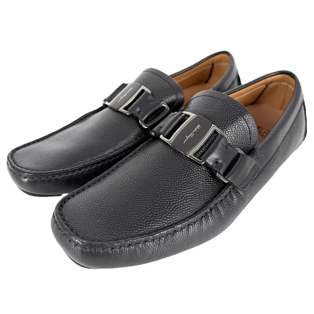 Salvatore Ferragamo サルヴァトーレフェラガモ ローファー ドライビングシューズ 靴 6サイズ 約25.5cm レザー ブラック 黒 シルバー金具 レディース【中古品】