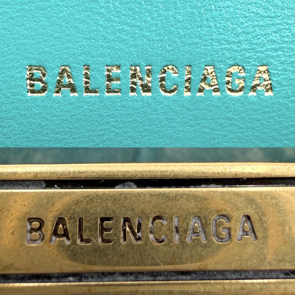 BALENCIAGA バレンシアガ 2WAY アワーグラス　XS ハンドバッグ ショルダーバッグ HOURGLASS クロコ型押し トップハンドル 592833 グリーン 緑 アンティークゴールド金具 レディース【中古品】