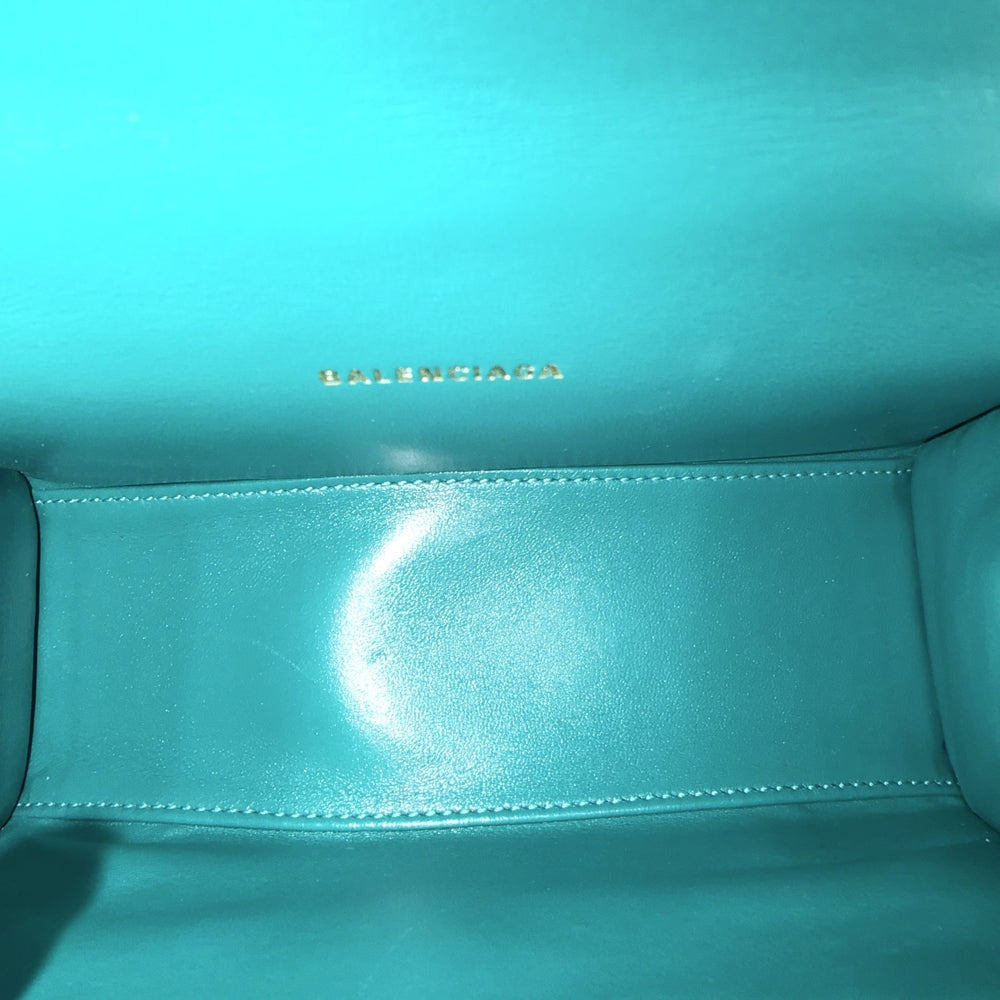 BALENCIAGA バレンシアガ 2WAY アワーグラス　XS ハンドバッグ ショルダーバッグ HOURGLASS クロコ型押し トップハンドル 592833 グリーン 緑 アンティークゴールド金具 レディース【中古品】