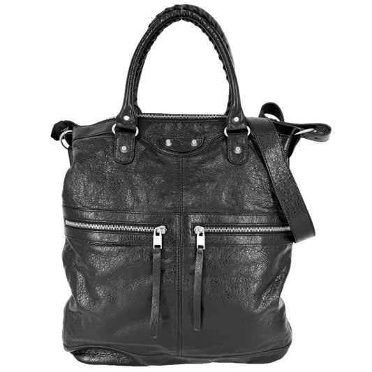BALENCIAGA バレンシアガ 2WAY クラシックスクエア ハンドバッグ ショルダーバッグ 340679 レザー ブラック 黒 シルバー金具 レディース【中古品】