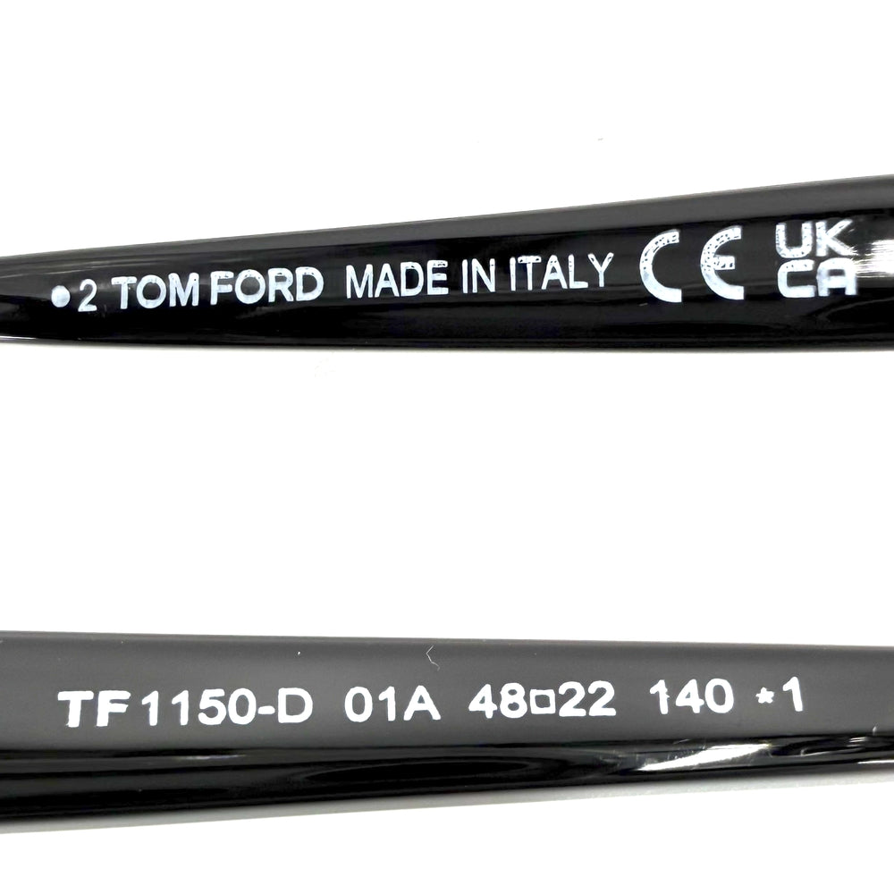 TOM FORD トムフォード サングラス 眼鏡 アイウェア ブルーライトカット 伊達メガネ TF1150 ブラック 黒 シルバー金具 ユニセックス【中古品】