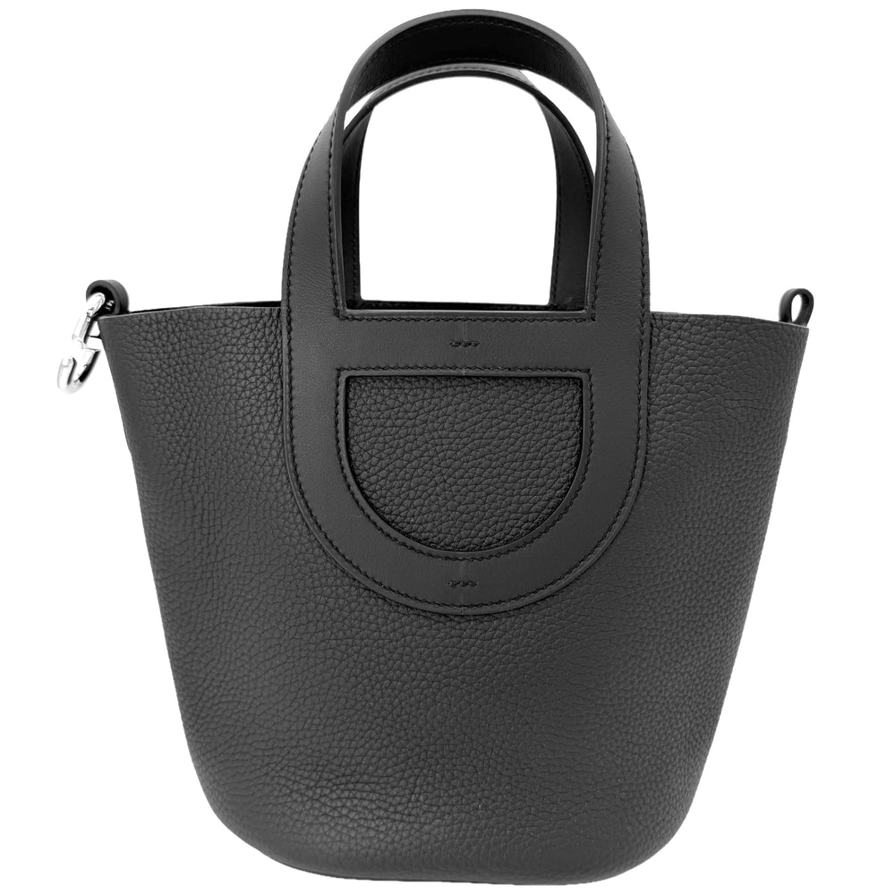 HERMES エルメス ハンドバッグ インザループ18 シェーヌピコ K刻印 レザー ブラック 黒 シルバー金具 レディース 2025年【中古品】