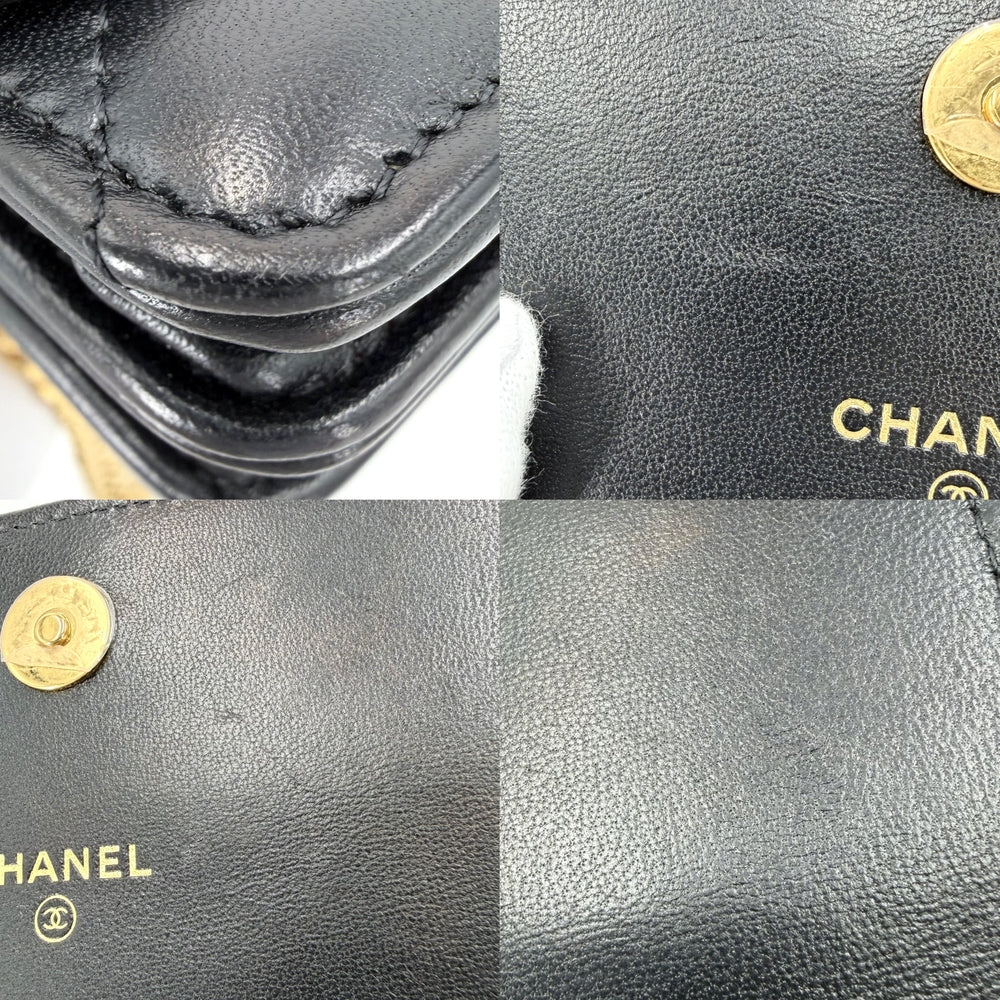 CHANEL シャネル チェーンウォレット マトラッセ ココマーク ショルダーバッグ ラムスキン ブラック 黒 ゴールド金具 レディース【中古品】