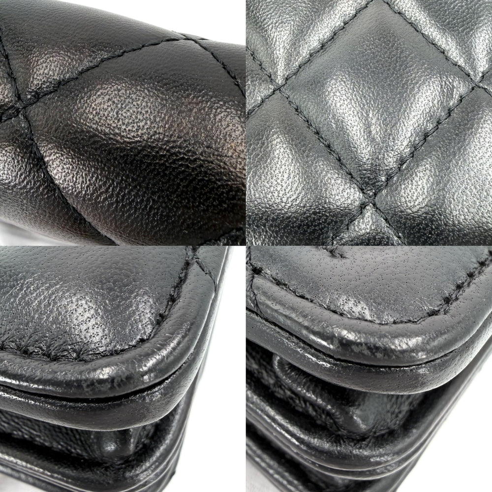 CHANEL シャネル チェーンウォレット マトラッセ ココマーク ショルダーバッグ ラムスキン ブラック 黒 ゴールド金具 レディース【中古品】