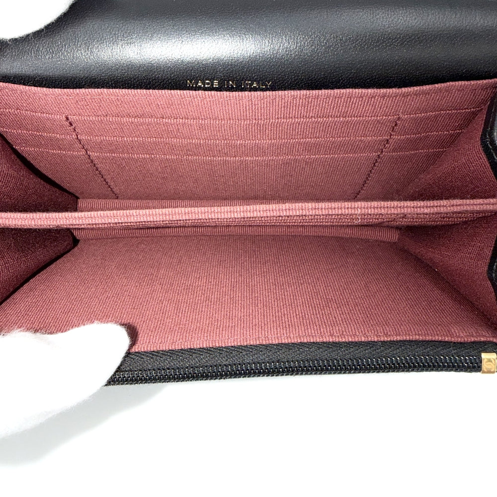 CHANEL シャネル チェーンウォレット マトラッセ ココマーク ショルダーバッグ ラムスキン ブラック 黒 ゴールド金具 レディース【中古品】